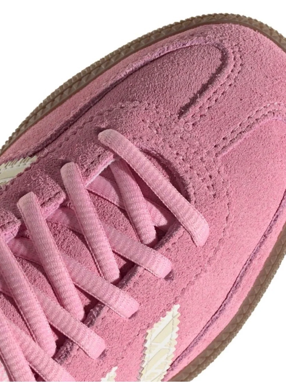adidas Kids Pink Suede Spezial Sneakers with Cream Stripes and Brown Gum Sole